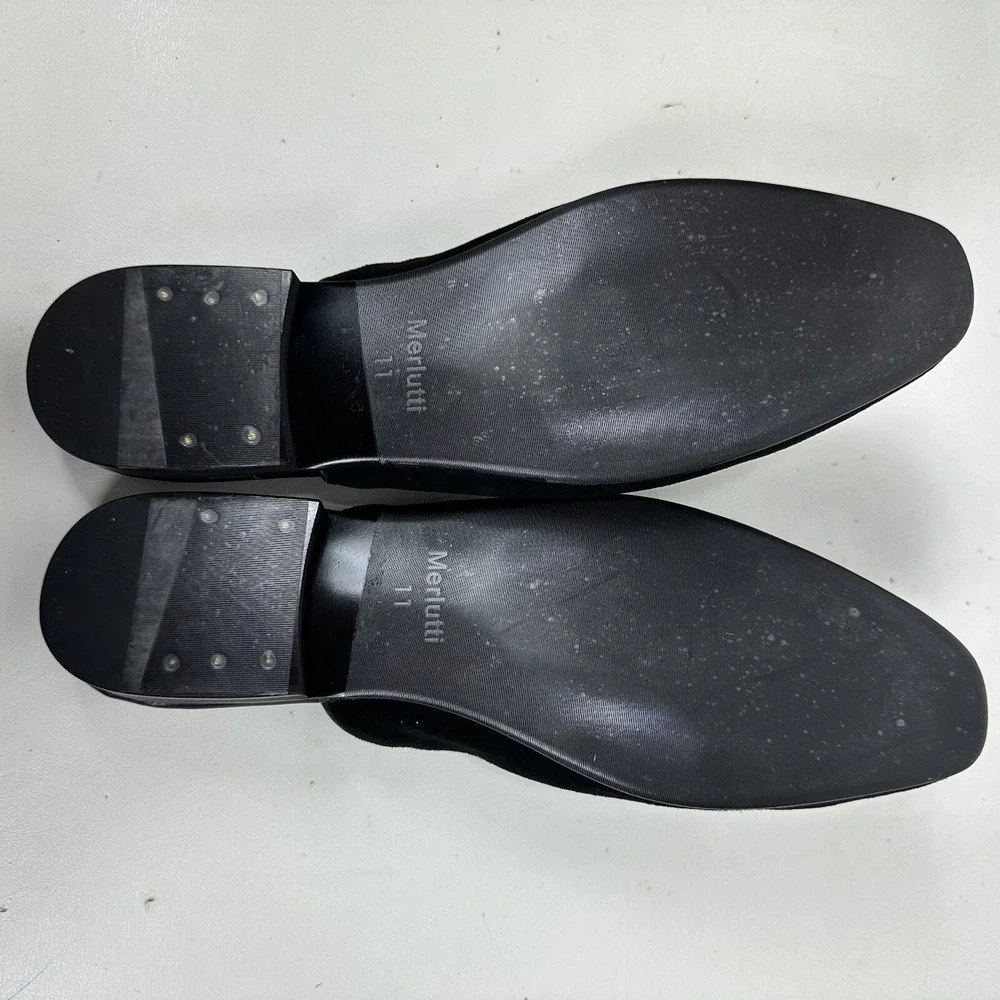 Merlutti Slide Sandals Black Suede Men's Size 11 2681-1 Shoes